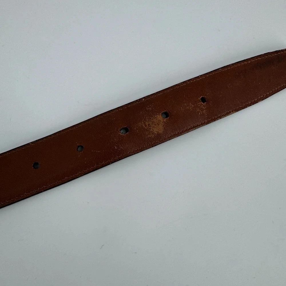 Bobby Jones Mens Black Croc Embossed Calfskin Leather Belt Size 34 Gold Brass